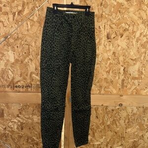 Cheeta print skinny jeans! Green